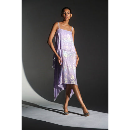 KANGANA TREHAN Lilac Metallic Jacquard Chandelier Dress