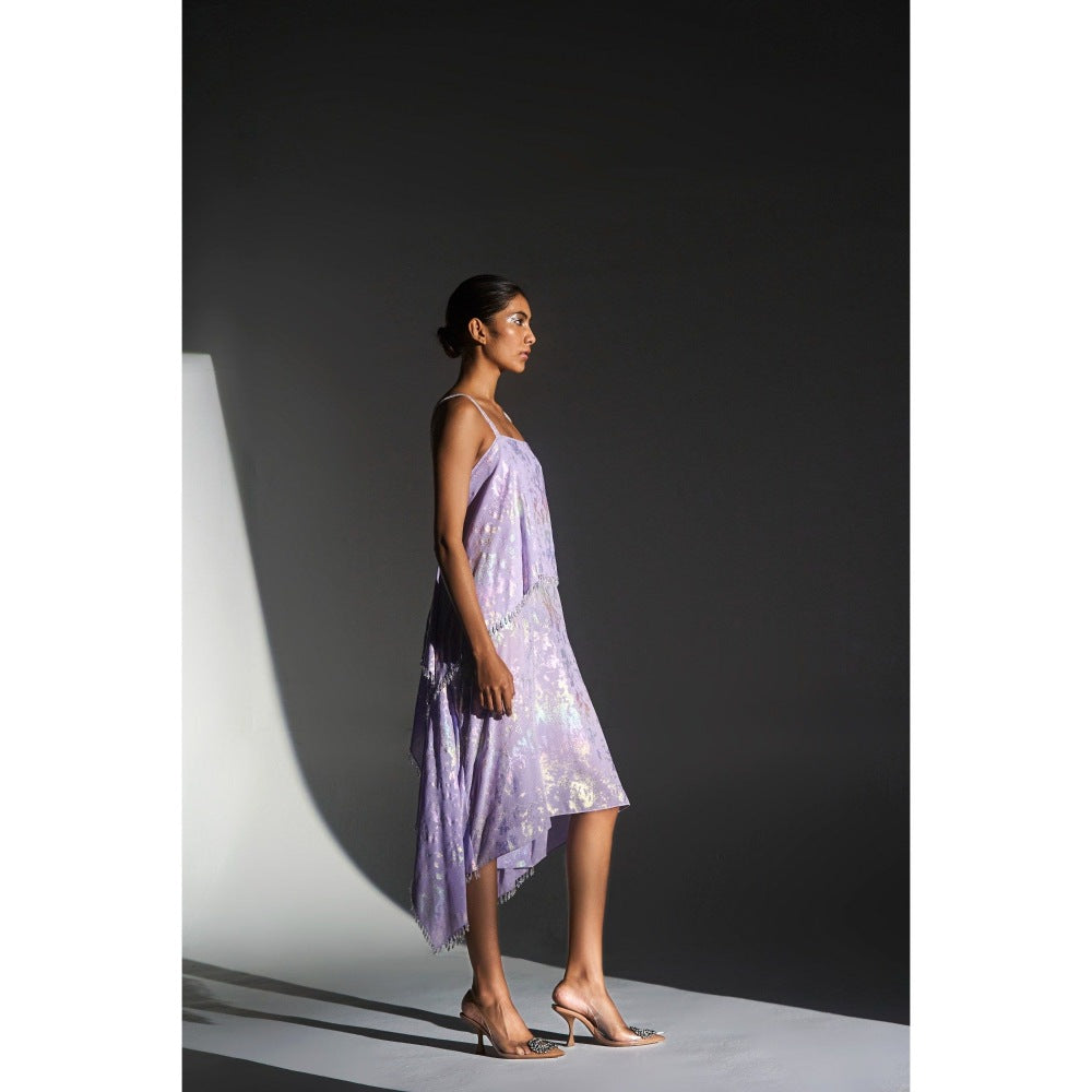 KANGANA TREHAN Lilac Metallic Jacquard Chandelier Dress