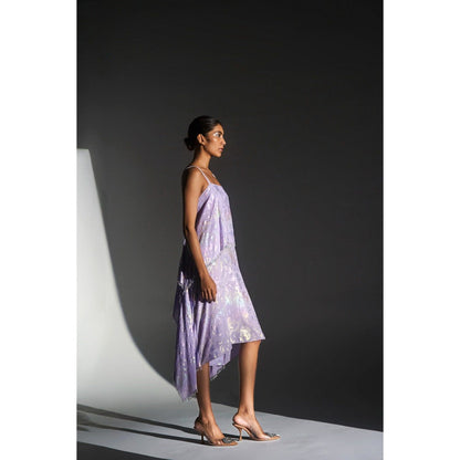 KANGANA TREHAN Lilac Metallic Jacquard Chandelier Dress