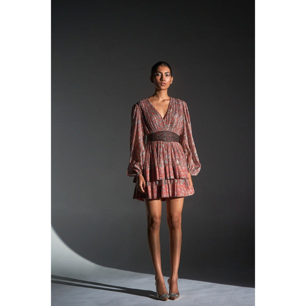 KANGANA TREHAN Floral Print Balloon Sleeve Dress