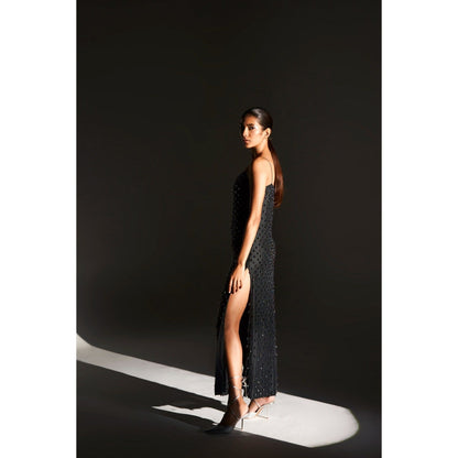 KANGANA TREHAN Black Strappy Dress with Crystals