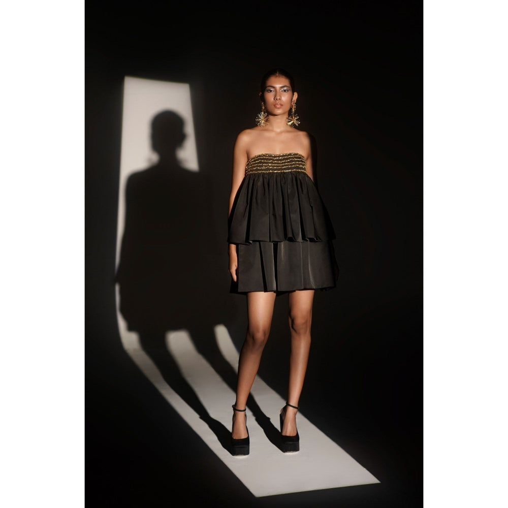 KANGANA TREHAN Black Layered Tube Dress