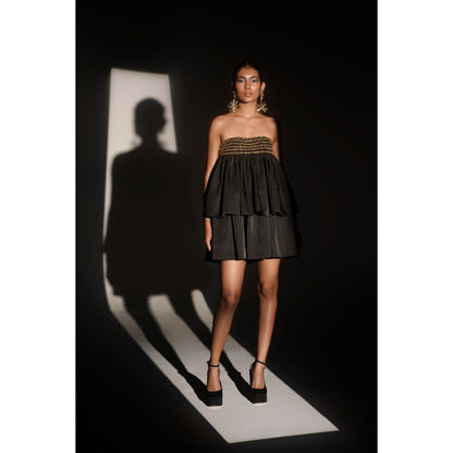 KANGANA TREHAN Black Layered Tube Dress