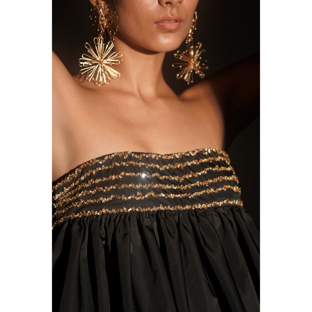 KANGANA TREHAN Black Layered Tube Dress