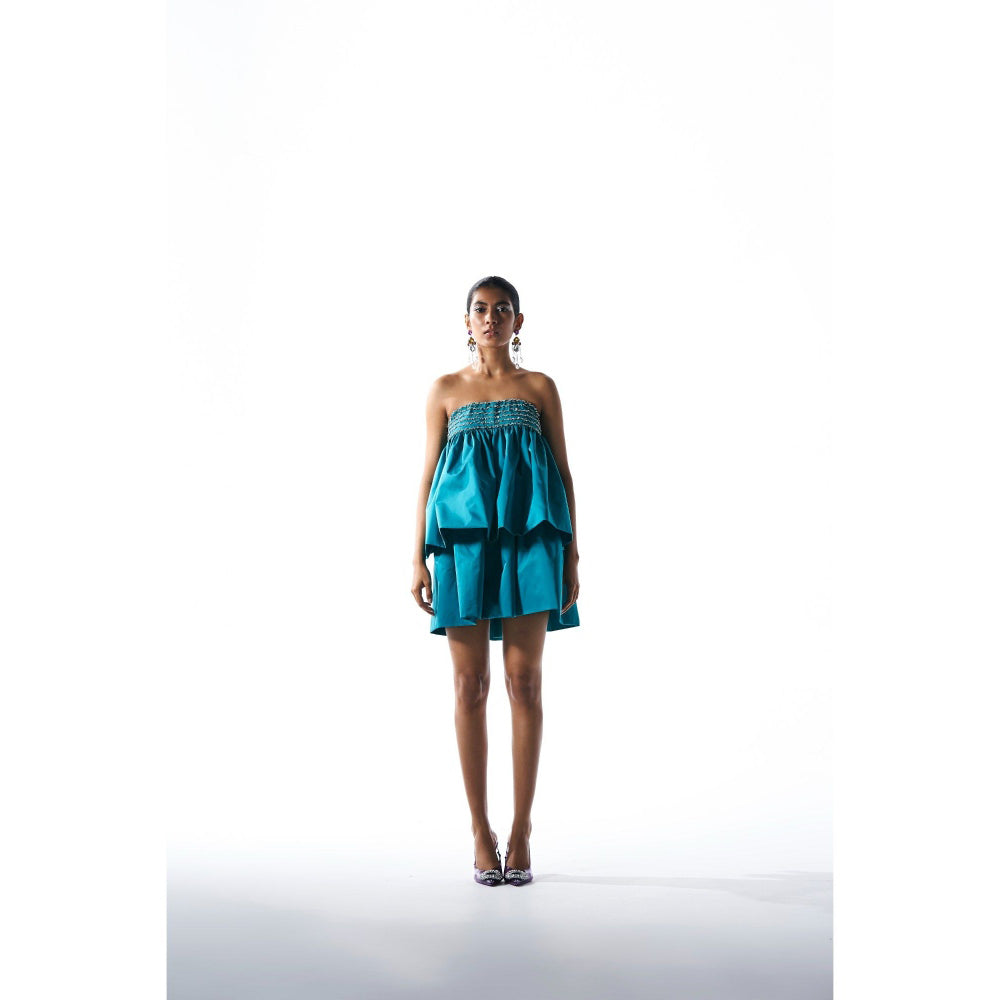 KANGANA TREHAN Blue Layered Tube Dress