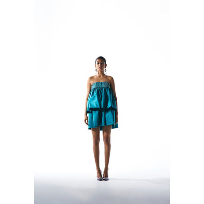 KANGANA TREHAN Blue Layered Tube Dress