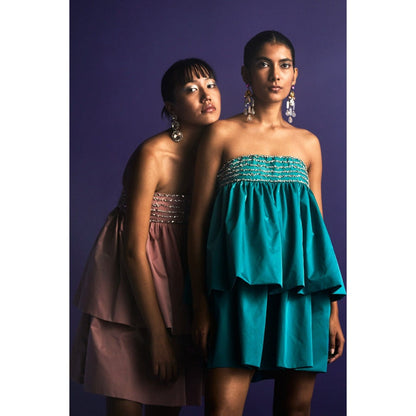 KANGANA TREHAN Blue Layered Tube Dress