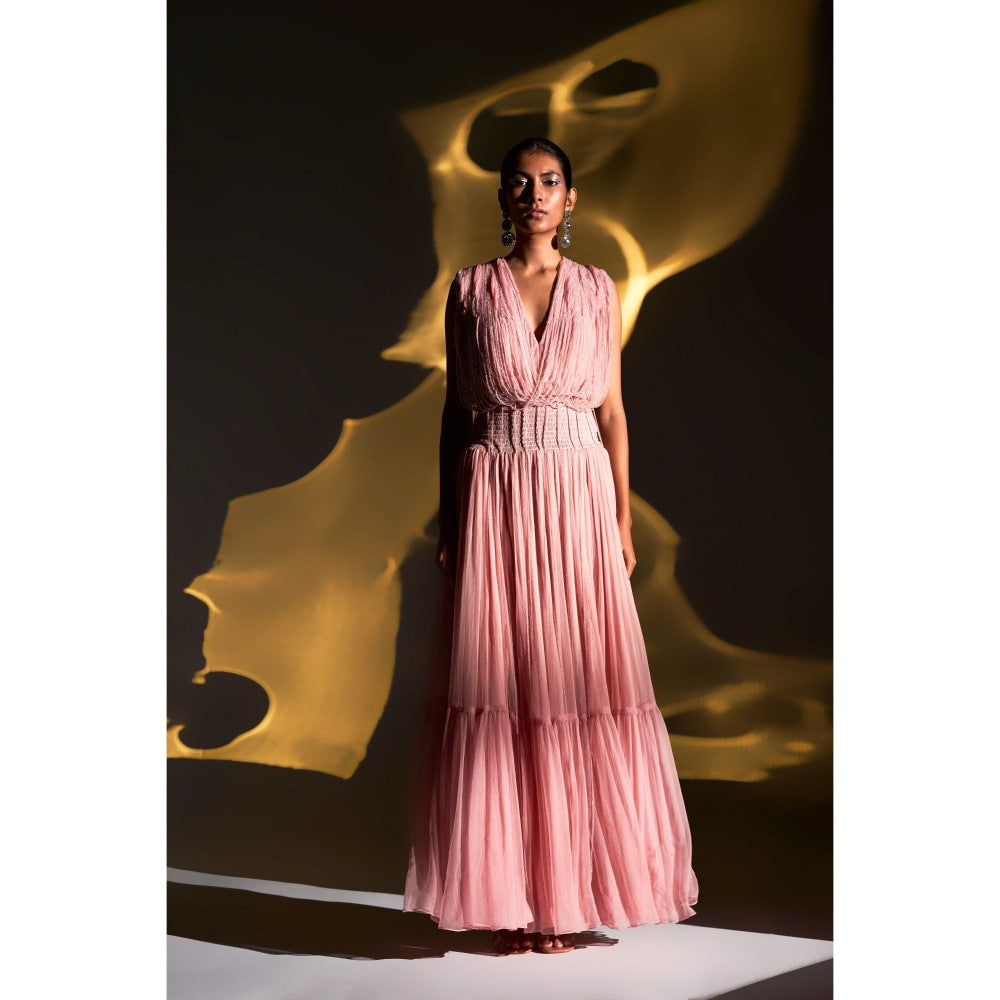 KANGANA TREHAN Pink Maxi Dress with Crystal Strings