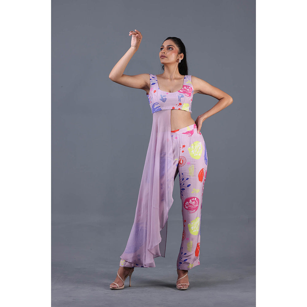 GAGAN VOHRA Tipped Drape Co-Ord Set - Lavender