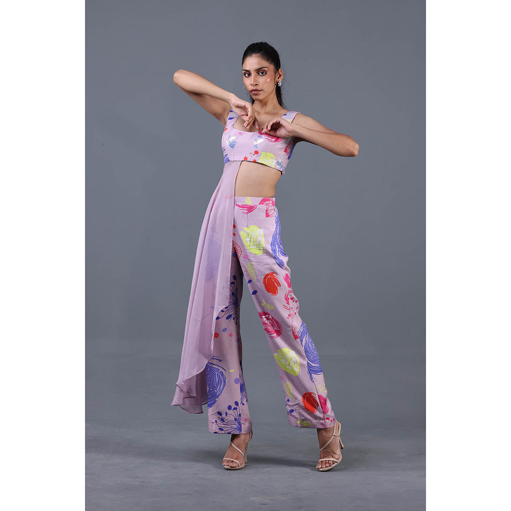 GAGAN VOHRA Tipped Drape Co-Ord Set - Lavender