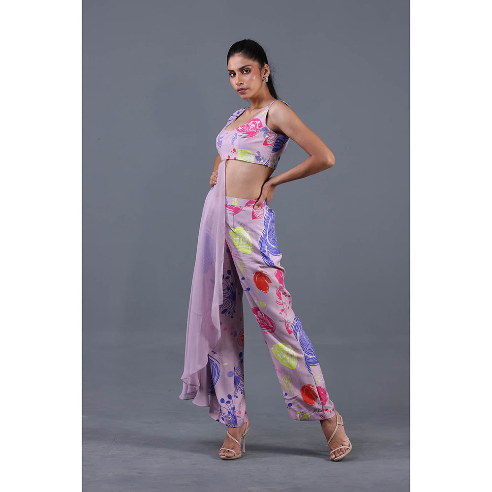 GAGAN VOHRA Tipped Drape Co-Ord Set - Lavender
