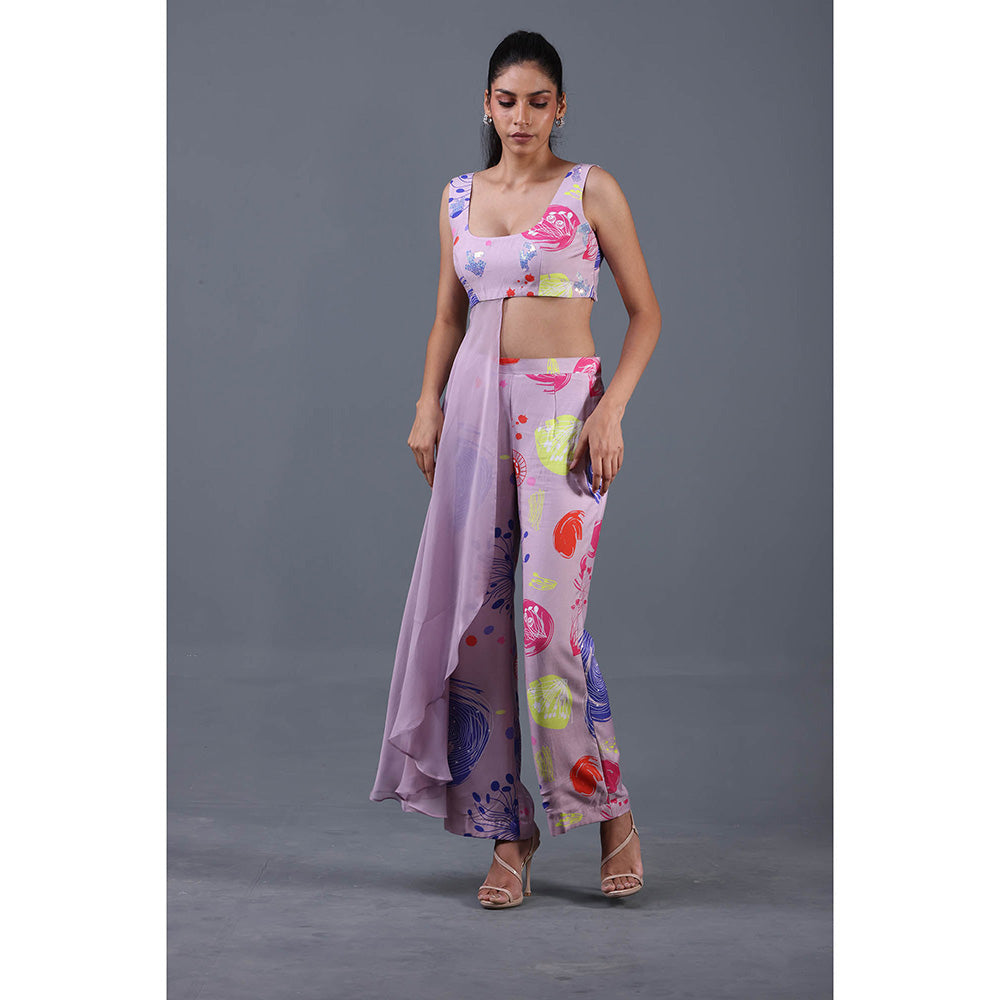 GAGAN VOHRA Tipped Drape Co-Ord Set - Lavender