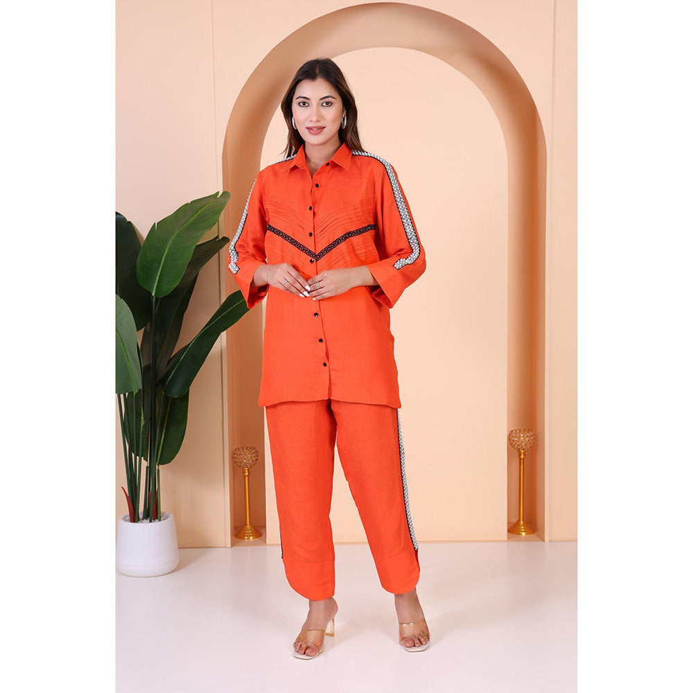 GAGAN VOHRA Womens Sequined Orange Co-Ord Set