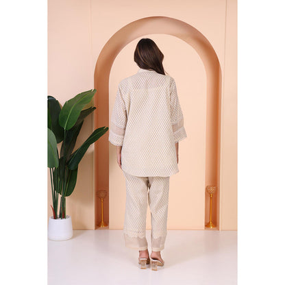 GAGAN VOHRA Womens Floral Beige Co-Ord Set