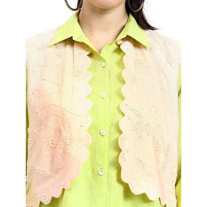 GAGAN VOHRA Womens Sequined Green Co-Ord Set