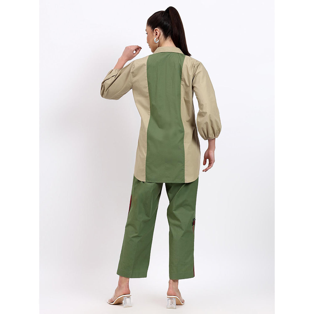 GAGAN VOHRA Womens Embroidered Olive Co-Ord Set