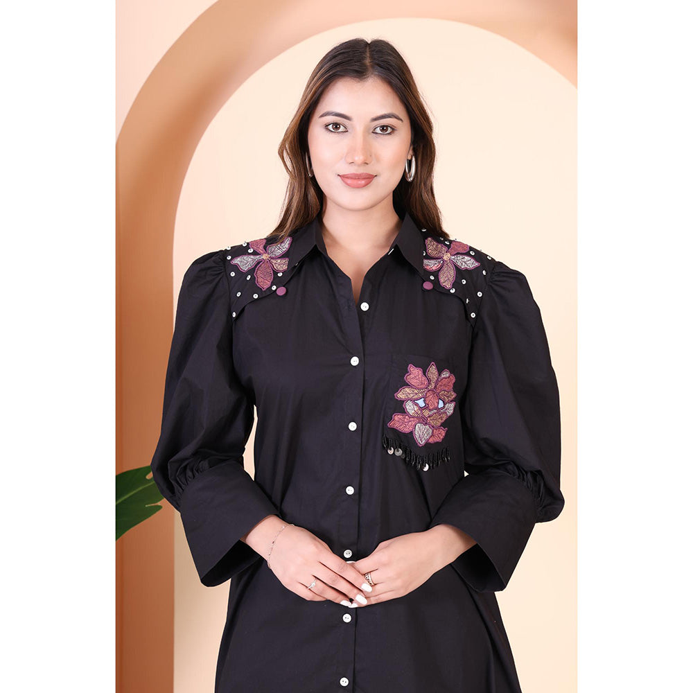 GAGAN VOHRA Womens Embroidered Black Dress