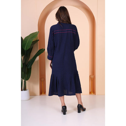 GAGAN VOHRA Womens Embroidered Navy Blue Dress