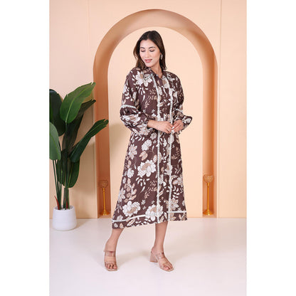 GAGAN VOHRA Womens Floral Brown Dress