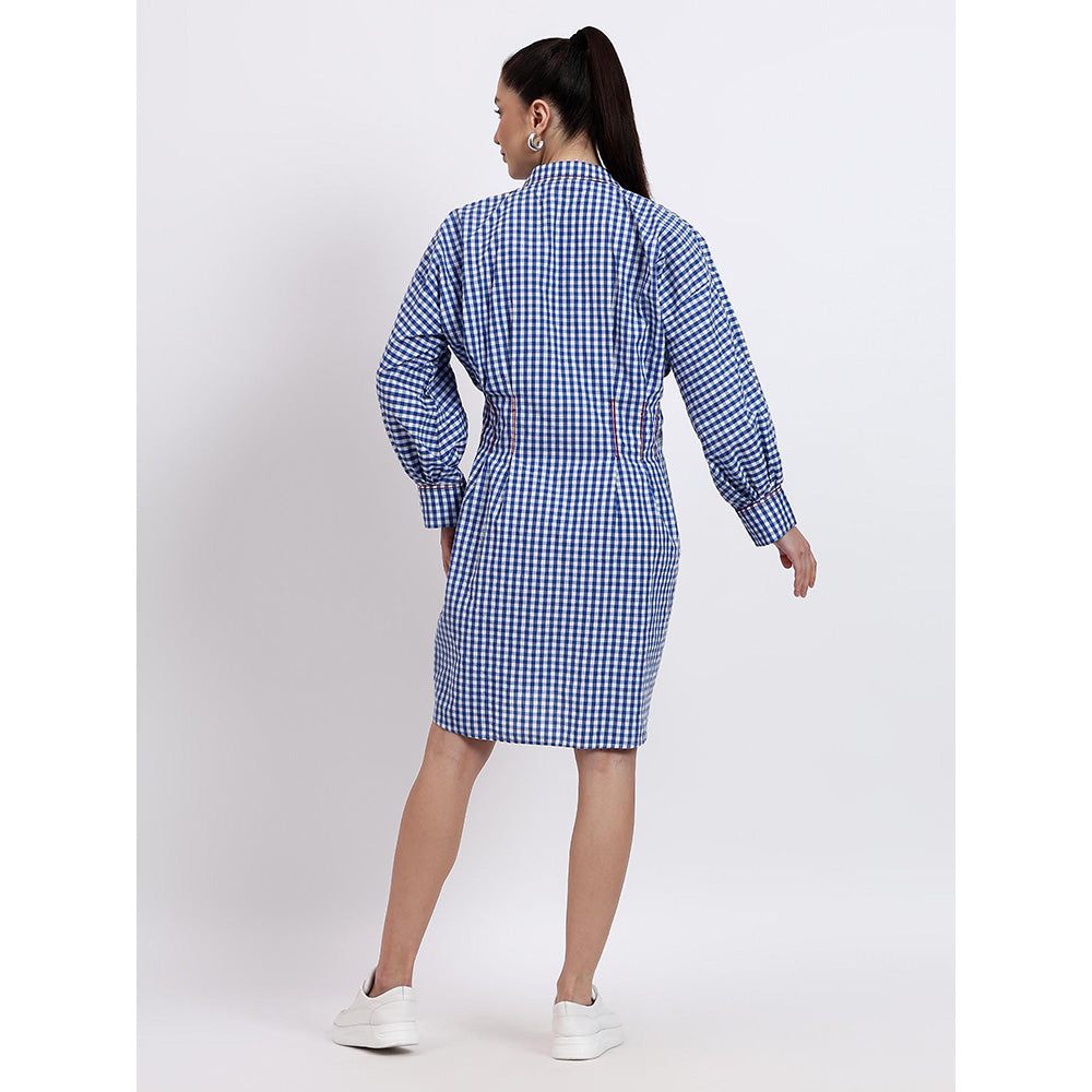 GAGAN VOHRA Womens Checks Blue Dress