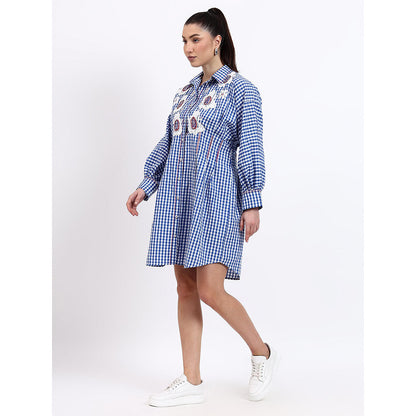GAGAN VOHRA Womens Checks Blue Dress