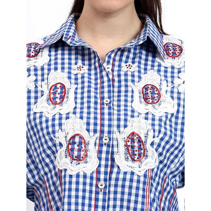 GAGAN VOHRA Womens Checks Blue Dress