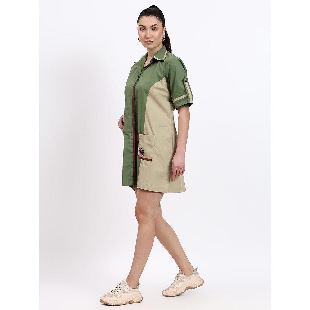 GAGAN VOHRA Womens Colorblock Olive Dress