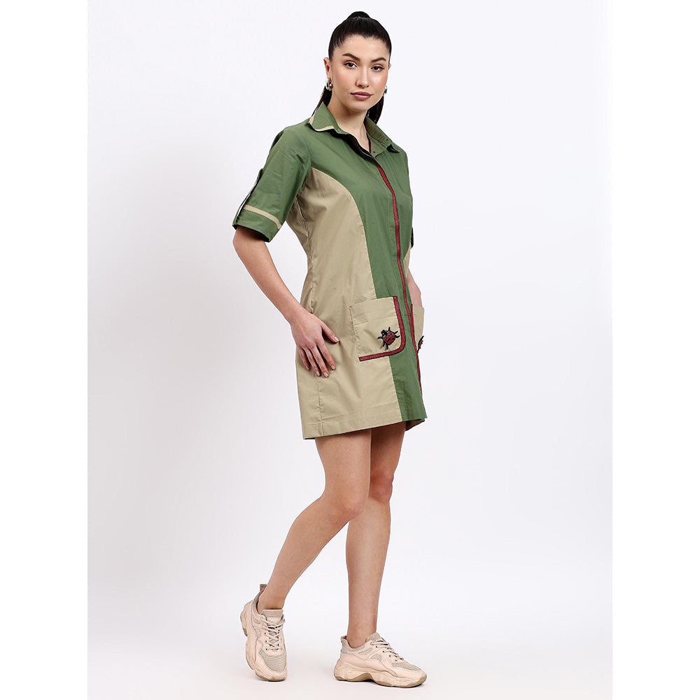 GAGAN VOHRA Womens Colorblock Olive Dress