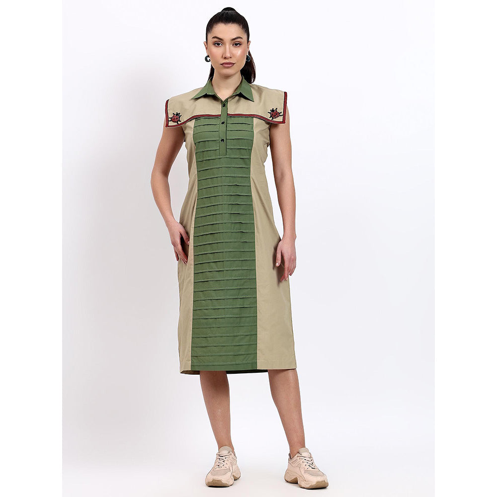 GAGAN VOHRA Womens Colorblock Olive Dress