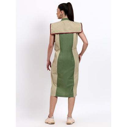 GAGAN VOHRA Womens Colorblock Olive Dress
