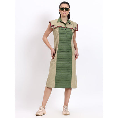 GAGAN VOHRA Womens Colorblock Olive Dress