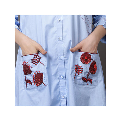 GAGAN VOHRA Womens Embroidered Blue Dress