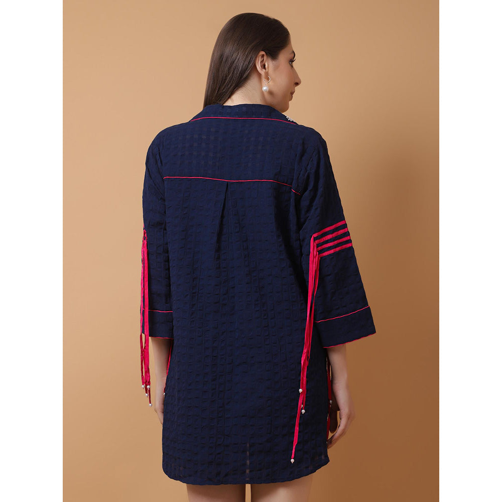 GAGAN VOHRA Womens Embroidered Navy Blue Dress