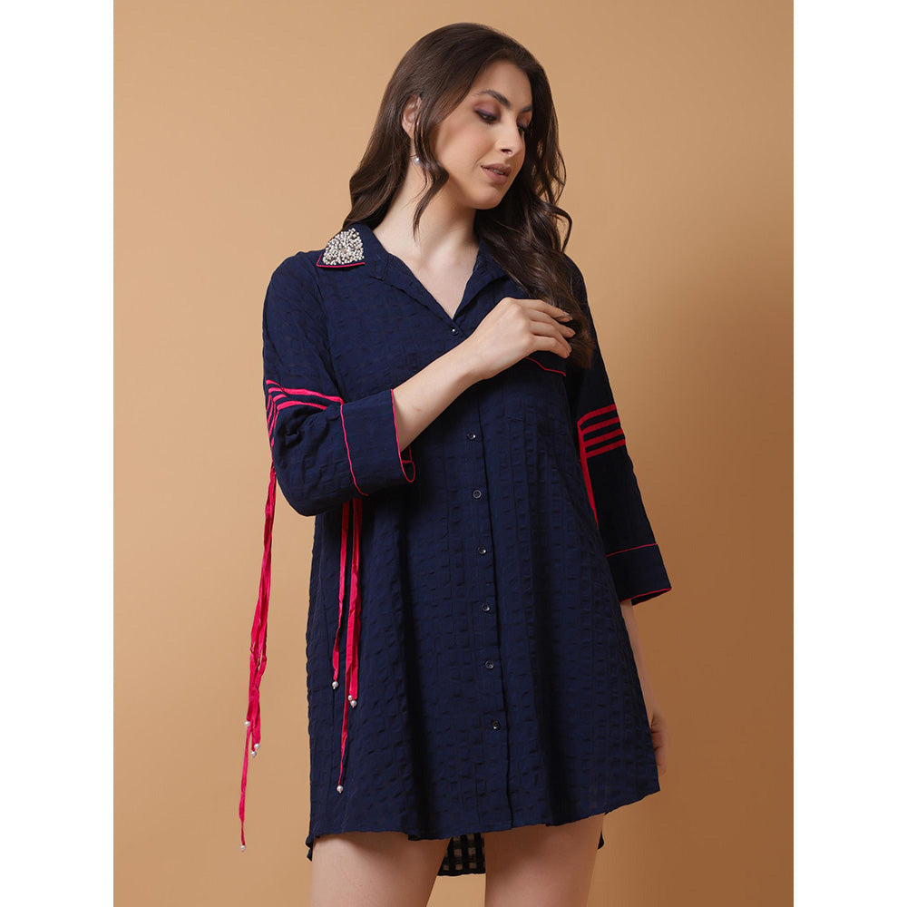 GAGAN VOHRA Womens Embroidered Navy Blue Dress