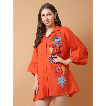 GAGAN VOHRA Womens Embroidered Orange Dress