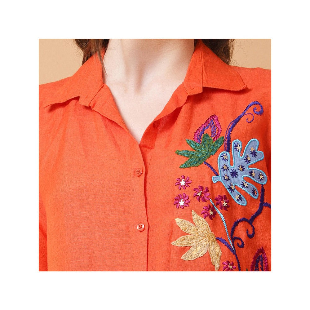 GAGAN VOHRA Womens Embroidered Orange Dress