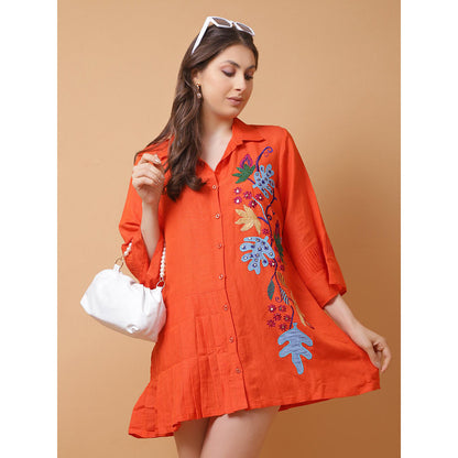 GAGAN VOHRA Womens Embroidered Orange Dress