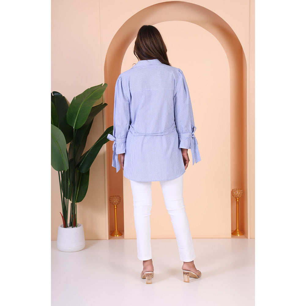 GAGAN VOHRA Womens Embroidered Blue Shirt