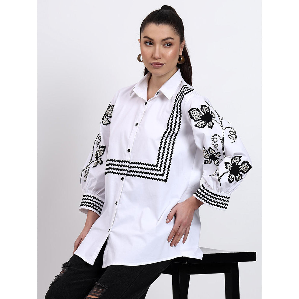 GAGAN VOHRA Womens Embroidered White Shirt