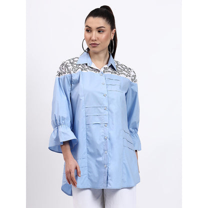GAGAN VOHRA Womens Embroidered Blue Shirt