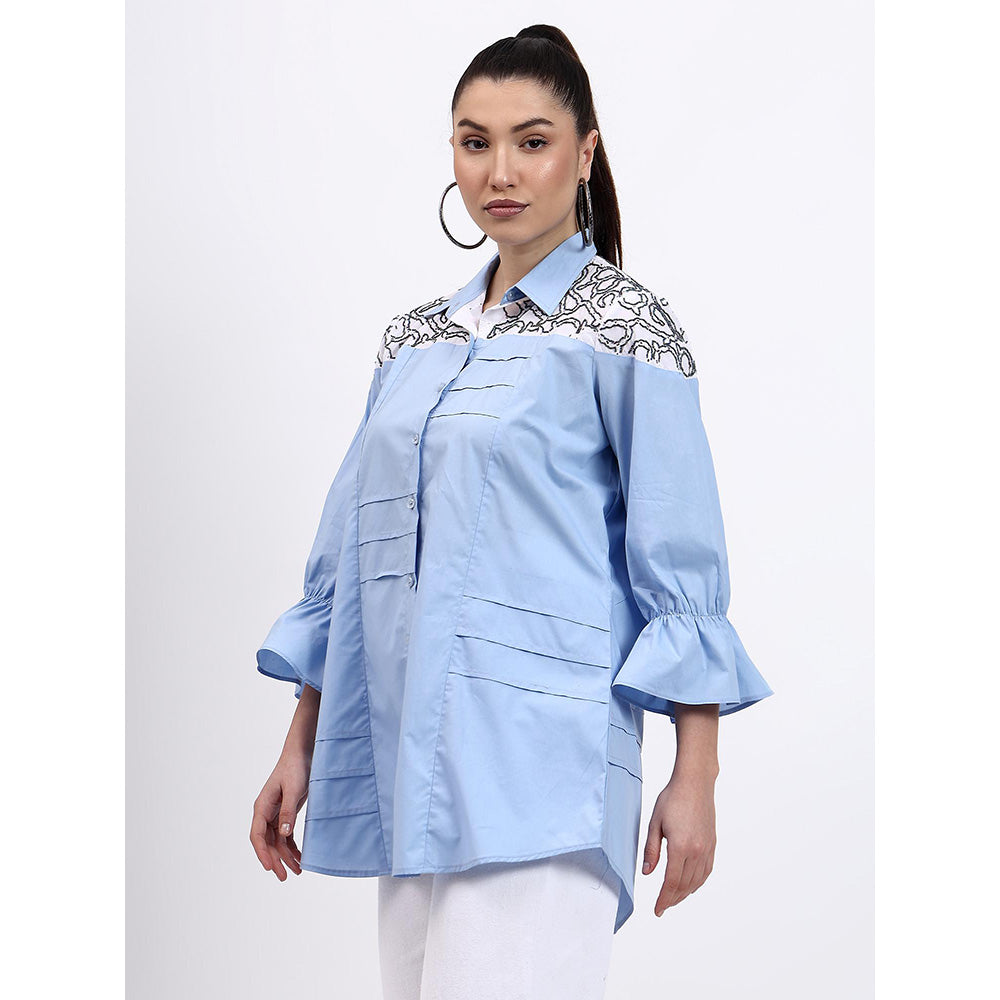 GAGAN VOHRA Womens Embroidered Blue Shirt