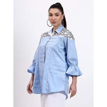 GAGAN VOHRA Womens Embroidered Blue Shirt