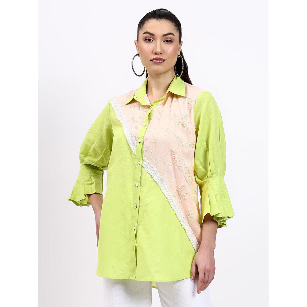 GAGAN VOHRA Womens Embroidered Green Shirt