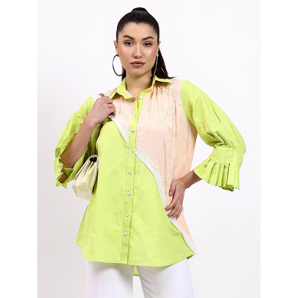 GAGAN VOHRA Womens Embroidered Green Shirt