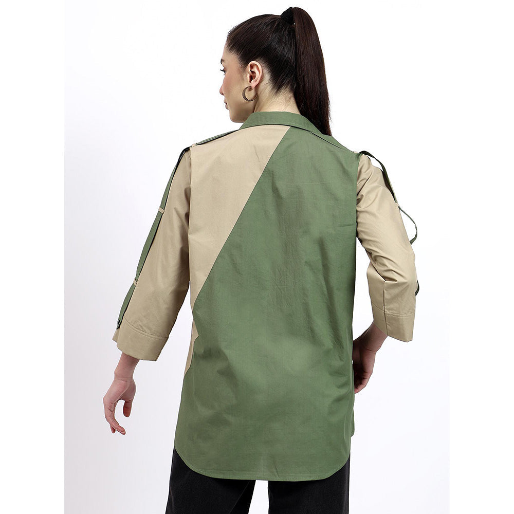 GAGAN VOHRA Womens Colorblock Olive Shirt