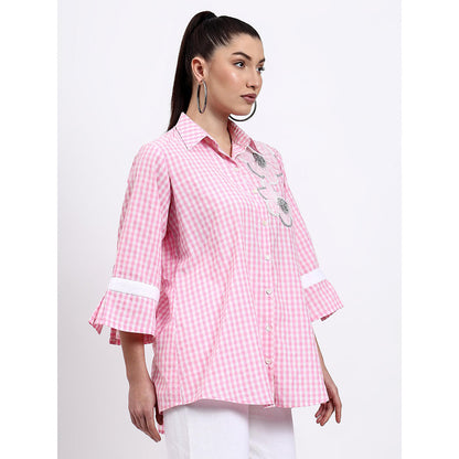 GAGAN VOHRA Womens Checks Pink Shirt