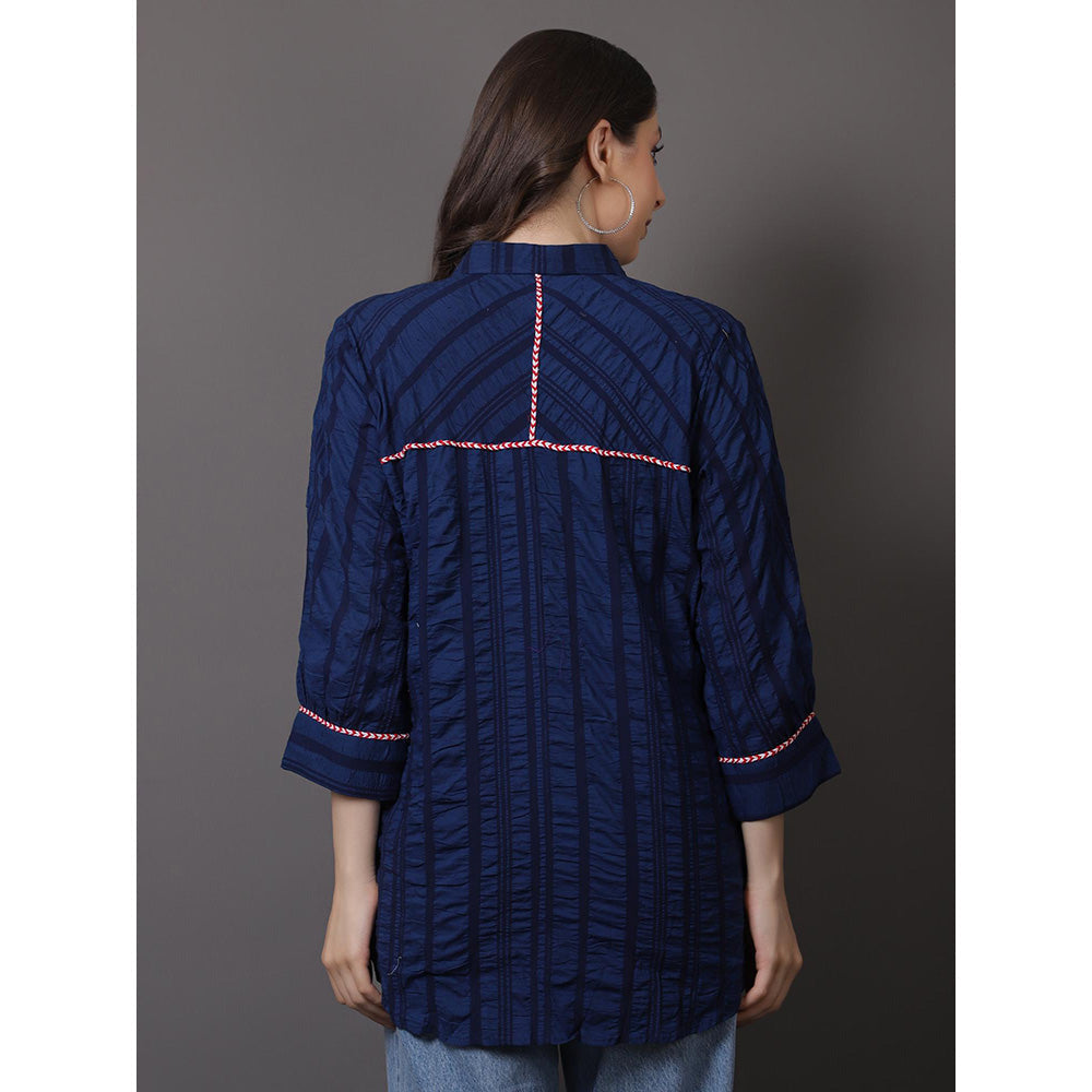 GAGAN VOHRA Womens Embroidered Navy Blue Shirt
