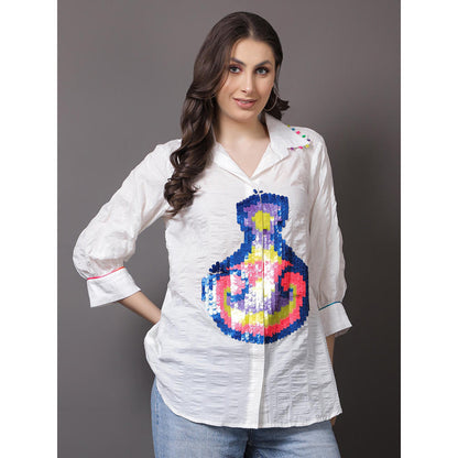 GAGAN VOHRA Womens Sequined White Shirt