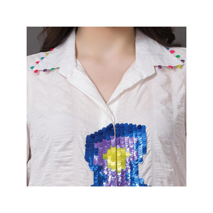 GAGAN VOHRA Womens Sequined White Shirt