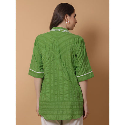 GAGAN VOHRA Womens Embroidered Green Shirt